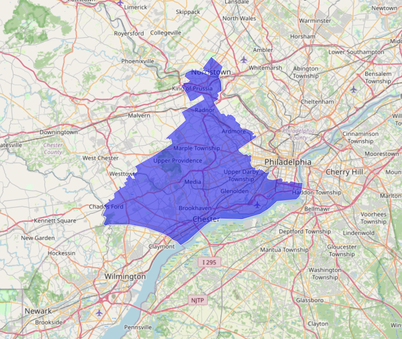 Map of Pennsylvania 5th Congressional District Border